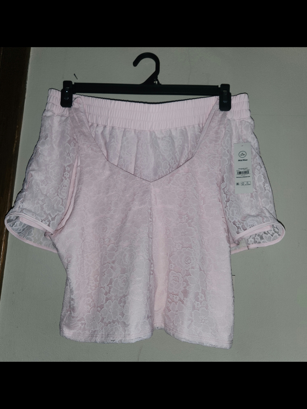 Light Pink Lace Crop Top And Shorts
